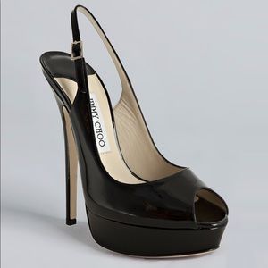 Jimmy Choo Vita Slingback Size 38.5 black patent